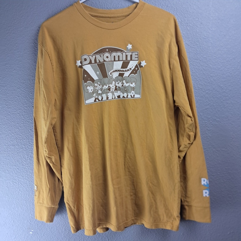 Tiny Tan BTS Dynamite Graphic Tee Long‎ Sleeve Rock and Roll Top Large